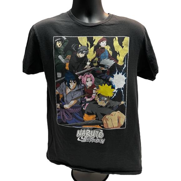 Naruto Shippuden 20th Anniversary T-Shirt Medium Black Anime Characters Tee - Picture 1 of 6